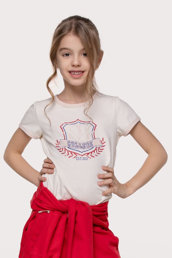 Koszulka z krótkim rękawem dziewczęca basic z grafiką 2215815