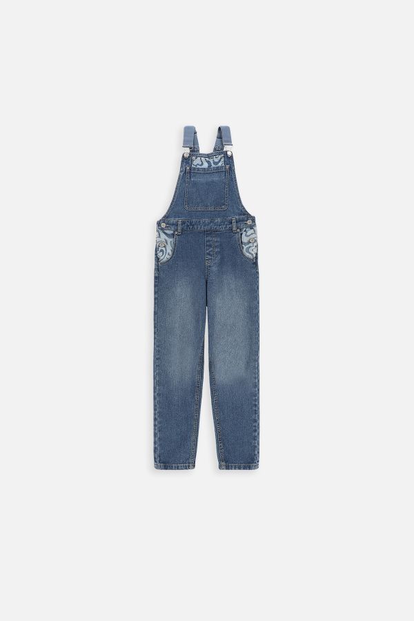 Spodnie jeansowe niebieskie ogrodniczki z kieszeniami