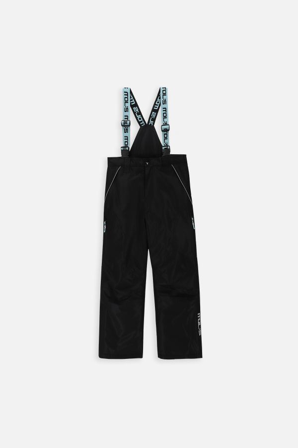 Spodnie narciarskie czarne z kieszeniami na szelkach