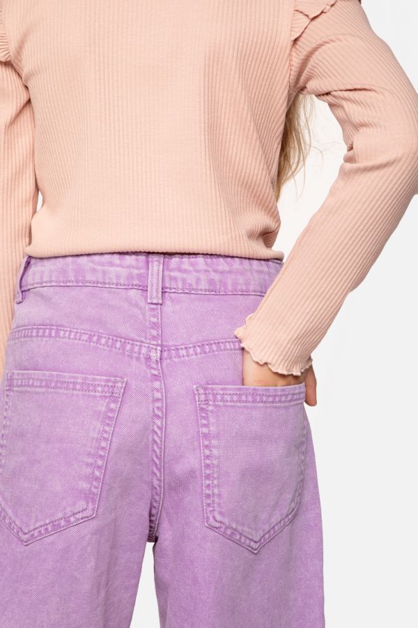 Spodnie jeansowe fioletowe z postrzępioną szeroką nogawką, WIDE LEG 2223002
