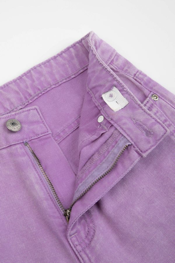Spodnie jeansowe fioletowe z postrzępioną szeroką nogawką, WIDE LEG 2222039