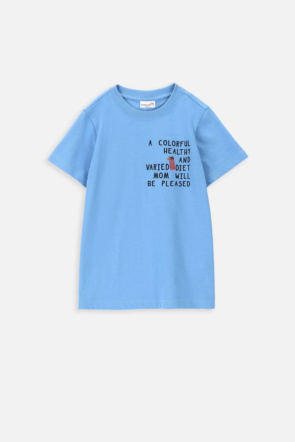 T-shirt z krótkim rękawem niebieski z napisami