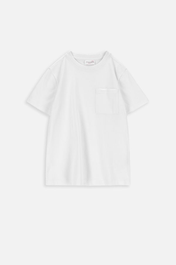 T-shirt z krótkim rękawem biały z kieszonką