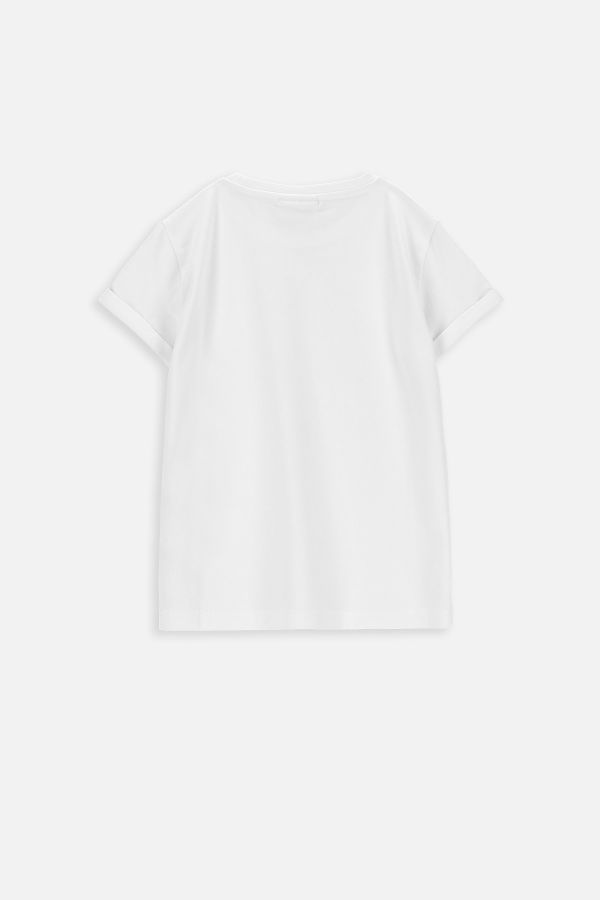 T-shirt z krótkim rękawem biały gładki 2219382