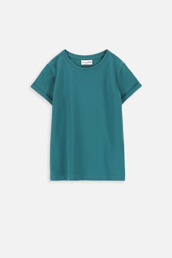 T-shirt z krótkim rękawem zielony gładki