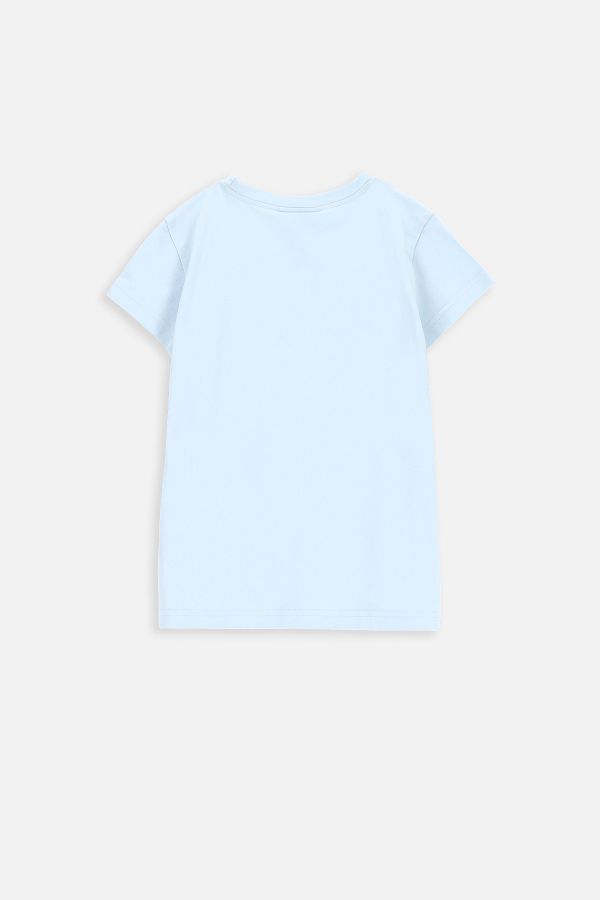 T-shirt z krótkim rękawem błękitny z nadrukiem, licencja FROZEN 2220882