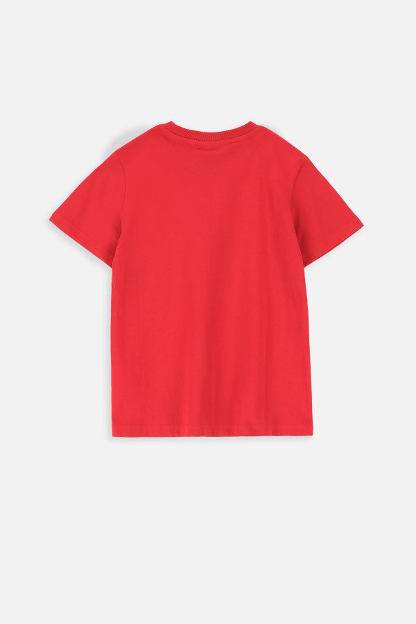 T-shirt z krótkim rękawem czerwony z napisami 2218143