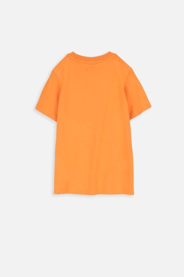 T-shirt z krótkim rękawem pomarańczowy z nadrukiem gitary 2218630