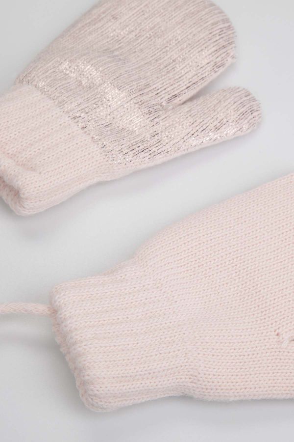 Rękawiczki różowe swetrowe z bawełnianą podszewką 2227098