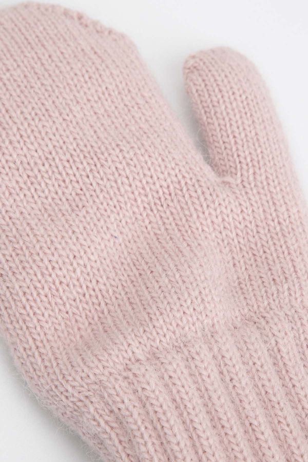 Rękawiczki beżowe swetrowe z bawełnianą podszewką 2227108