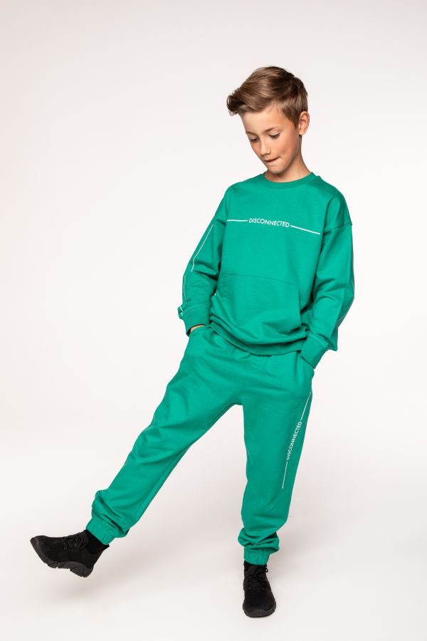 Spodnie dresowe BALLOON zielone z nadrukiem na nogawce 2222912