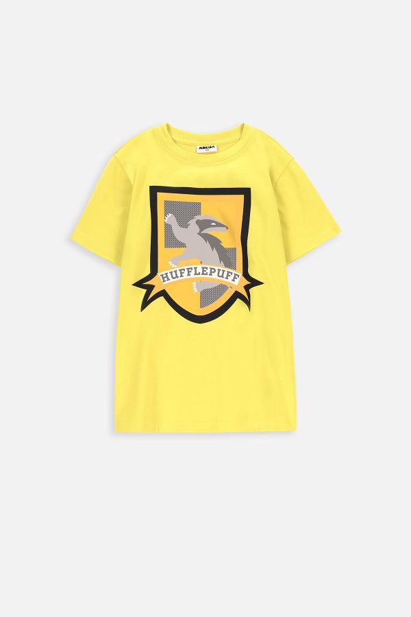 T-shirt z krótkim rękawem HARRY POTTER limonkowy z herbem Hufflepuff 2228499