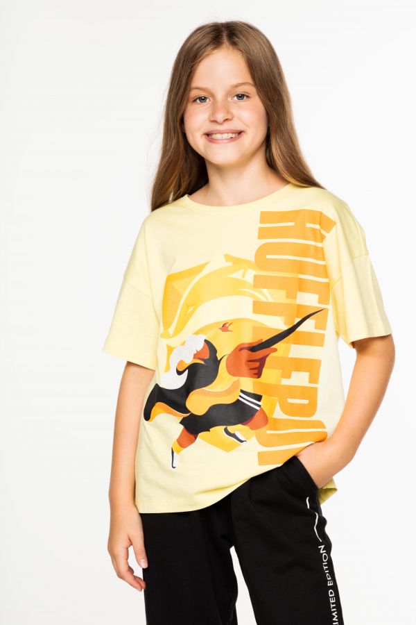 T-shirt z krótkim rękawem HARRY POTTER żółty z nadrukiem - Hufflepuff