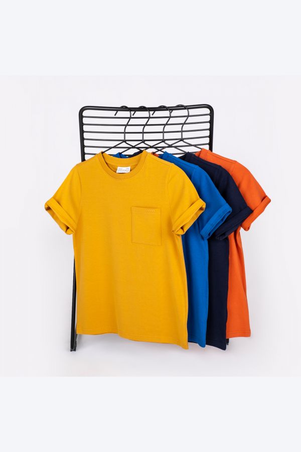 T-shirt z krótkim rękawem pomarańczowy gładki 2115700