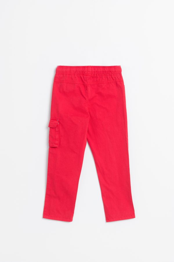 Spodnie tkaninowe w kolorze czerwonym z kieszonką na nogawce 2148122