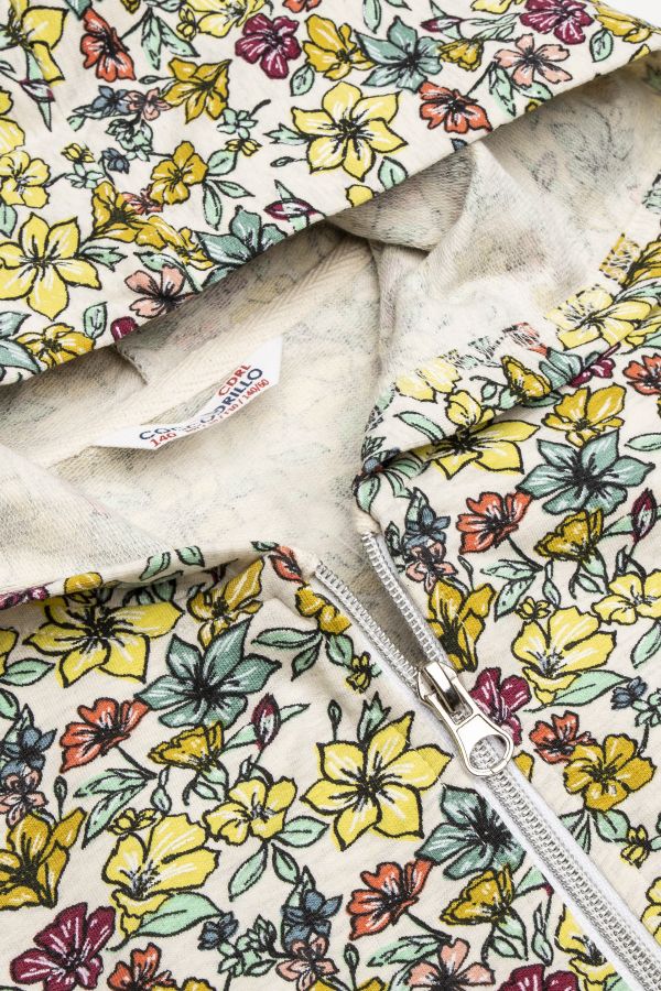 Bluza rozpinana krótka z kapturem w kwiatki 2150232