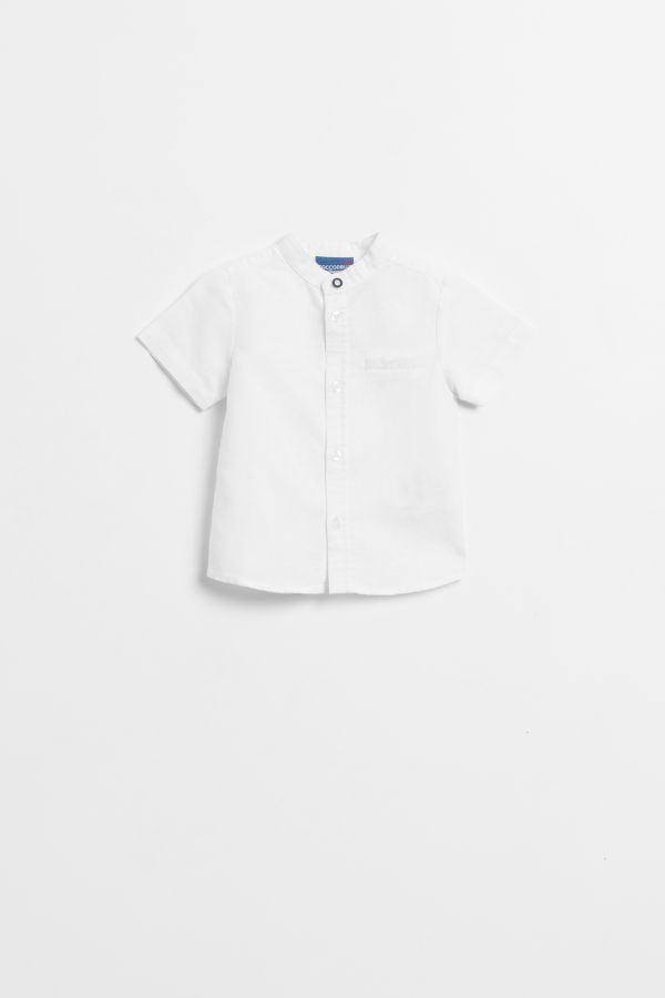 Koszula z krótkim rękawem ze stójką w kolorze białym