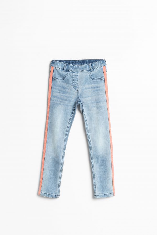 Spodnie jeansowe niebieskie z lampasem na nogawkach TREGGINS