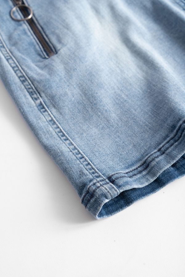 Spódnica jeansowa niebieska z ozdobną falbaną 2156938