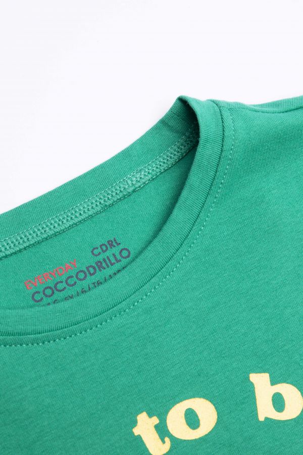 T-shirt z długim rękawem W kolorze zielonym z metalizowanym napisem  2158334