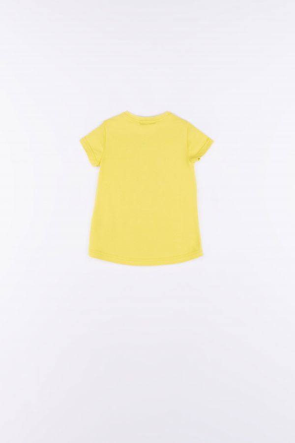 T-shirt z krótkim rękawem żółty z nadrukiem ze zwierzętami 2159074