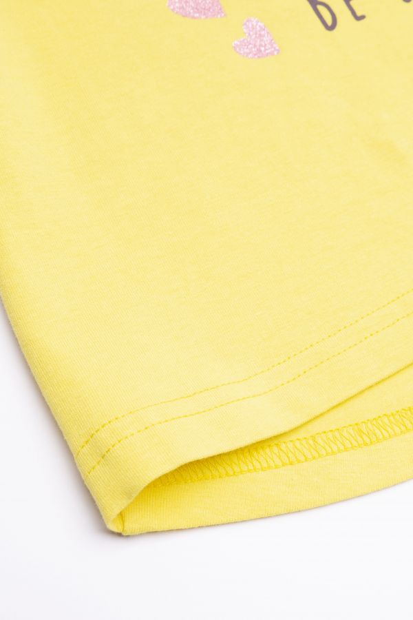 T-shirt z krótkim rękawem żółty z nadrukiem ze zwierzętami 2159078