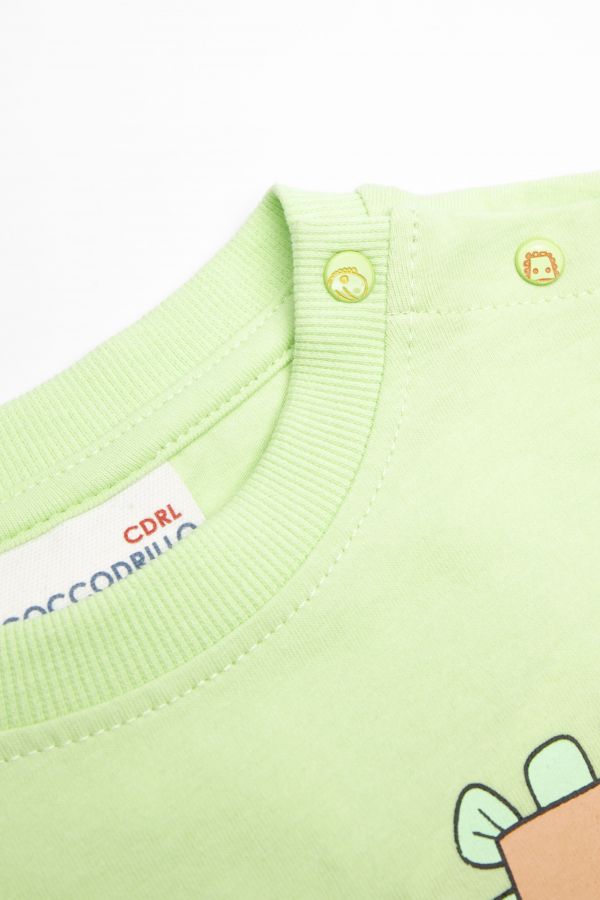 T-shirt z krótkim rękawem zielony z kolorowym nadrukiem 2159620