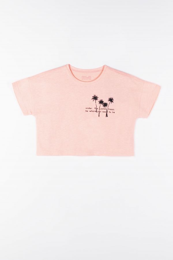 T-shirt z krótkim rękawem różowy o krótszym fasonie