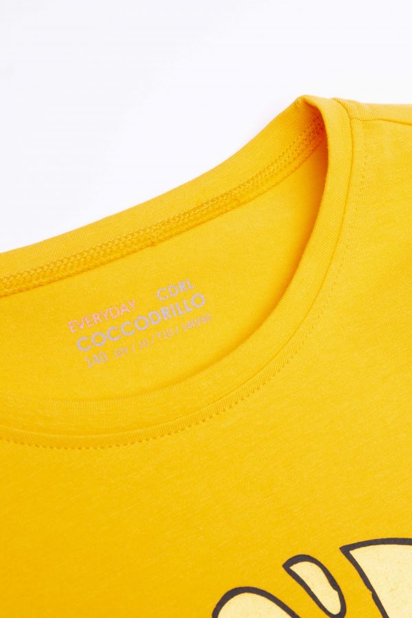 T-shirt z krótkim rękawem W kolorze żółtym z metalizowanym napisem  2159827