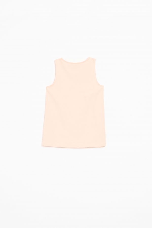T-shirt bez rękawów różowy z kolorowym nadrukiem z przodu 2159942
