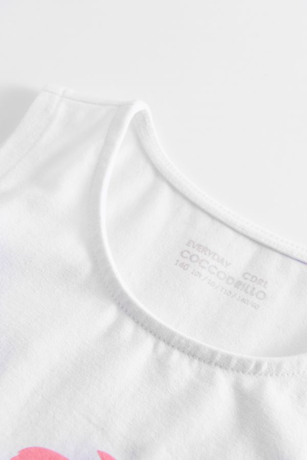 T-shirt bez rękawów biały z nadrukiem w wakacyjnym klimacie 2160074