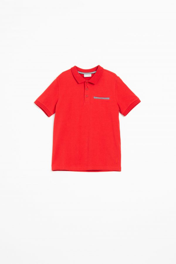 T-shirt z krótkim rękawem czerwony z kołnierzem typu polo