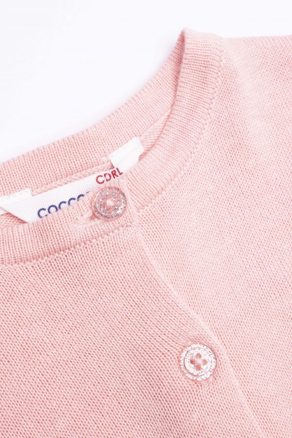 Sweter rozpinany w kolorze różowym z brokatowymi guzikami 2160640