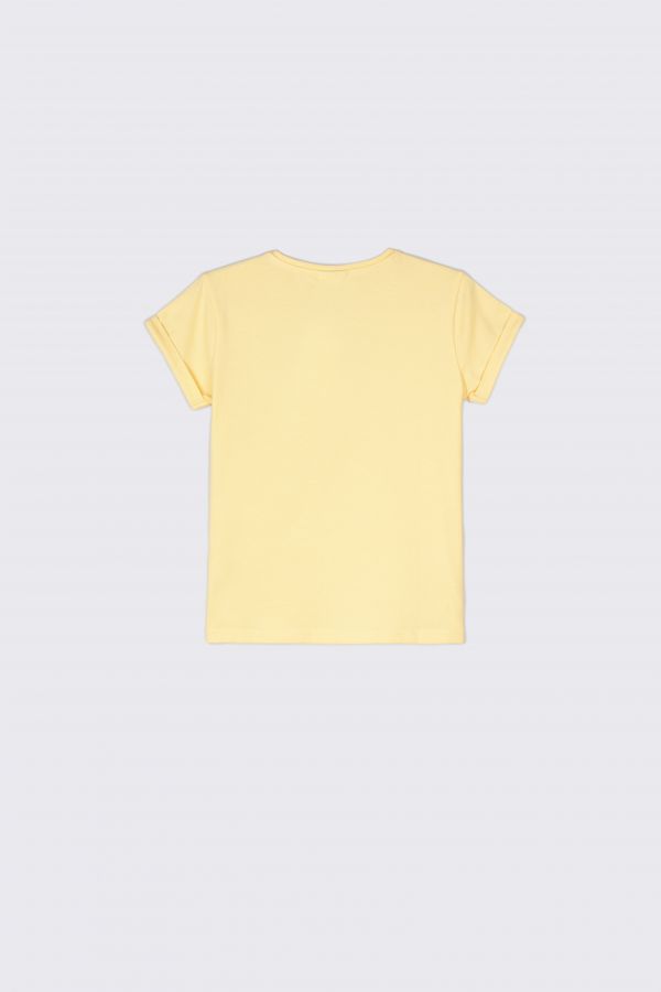T-shirt z krótkim rękawem żółty gładki 2168019