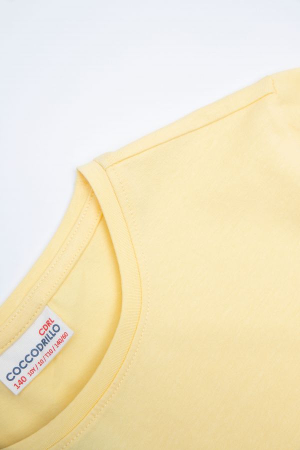 T-shirt z krótkim rękawem żółty gładki 2168020