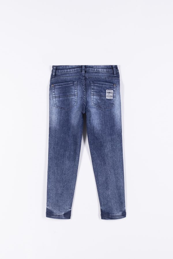 Spodnie jeansowe z efektem sprania i ozdobnymi przetarciami o fasonie SLIM 2194119