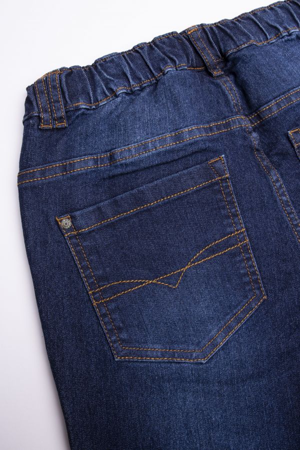 Spodnie jeansowe ze sznurkiem w pasie i efektem sprania o fasonie REGULAR 2194131