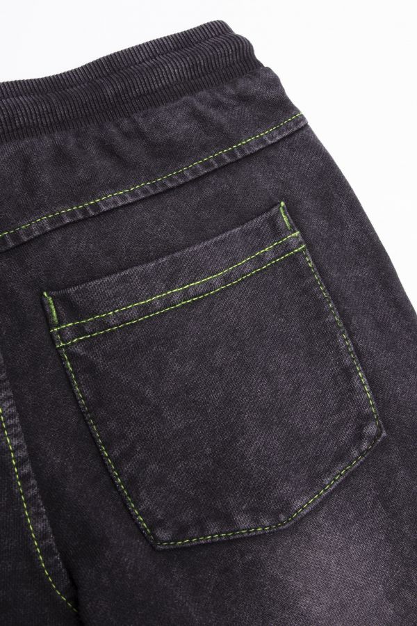Spodnie jeansowe z modnymi przeszyciami i sznurkiem w pasie 2194388
