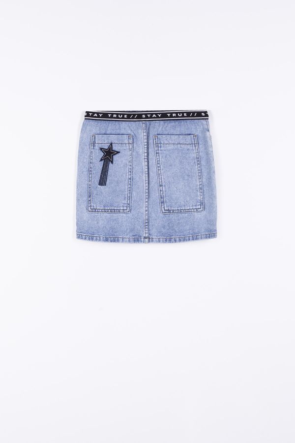 Spódnica jeansowa  z ozdobną gumą z nadrukiem 2195176