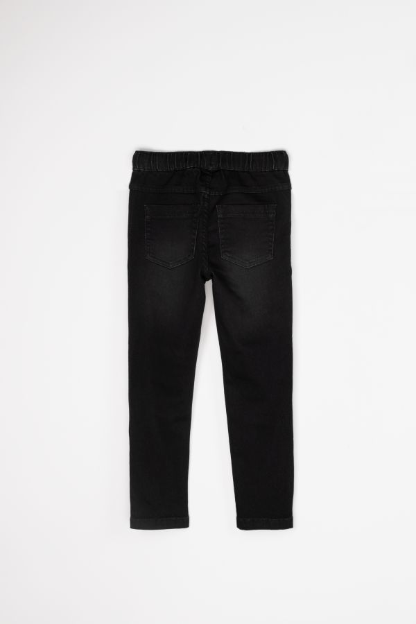 Spodnie jeansowe czarne z wiązaniem w pasie REGULAR FIT 2112675
