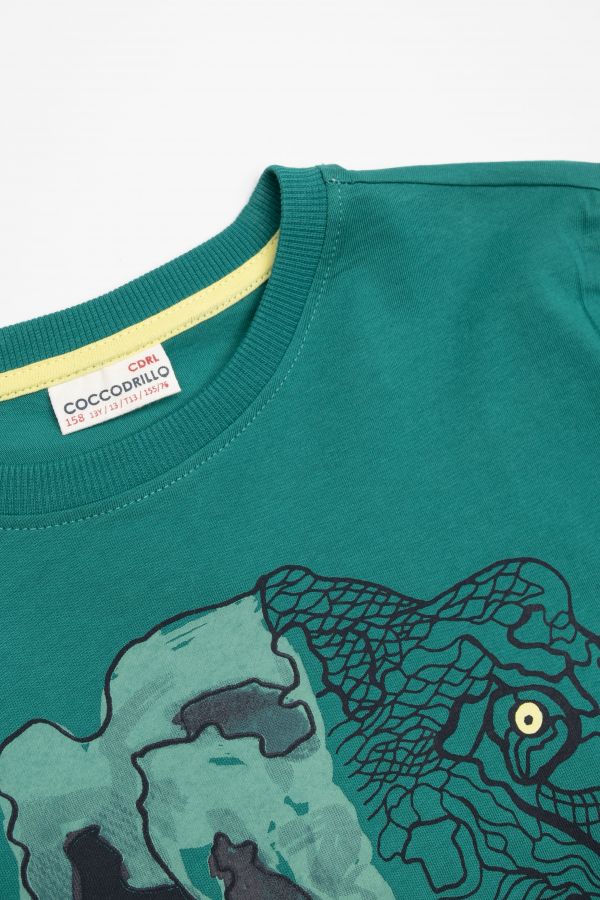 T-shirt z długim rękawem zielony z motywem dinozaura 2114423