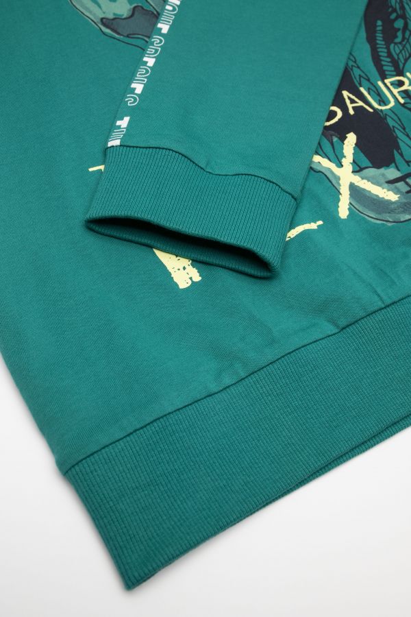 T-shirt z długim rękawem zielony z motywem dinozaura 2114425