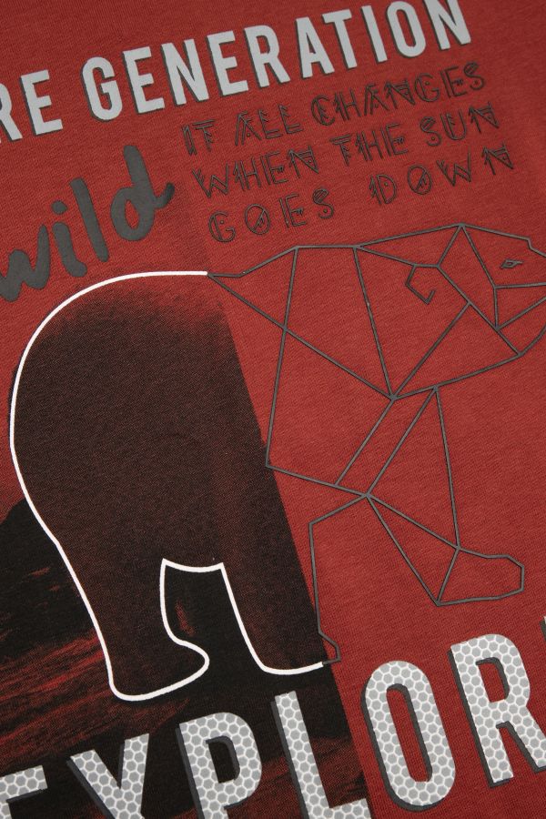 T-shirt z długim rękawem brązowy z nadrukiem niedźwiedzia 2114748