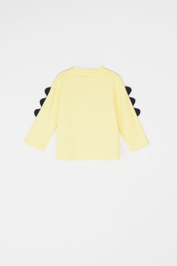 T-shirt z długim rękawem żółty z nadrukiem dinozaura 2114896