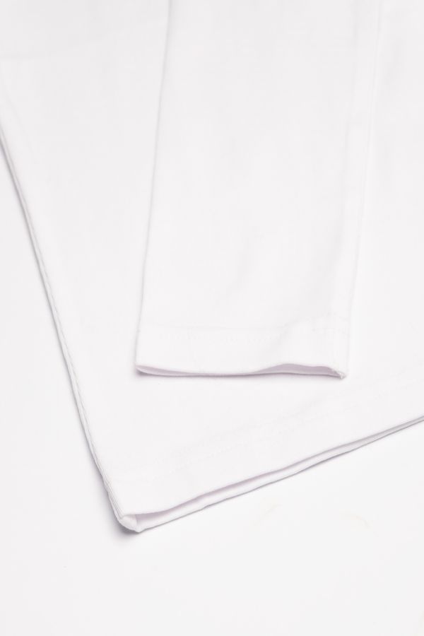 T-shirt z długim rękawem biały zdobiony falbankami i perełkami 2114904