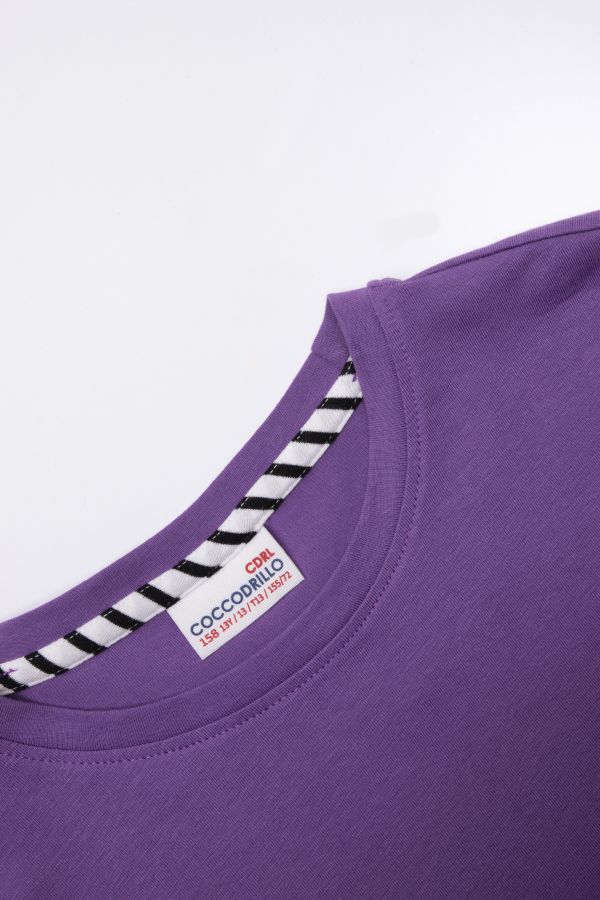 T-shirt z długim rękawem fioletowy z ozdobnymi taśmami 2115074