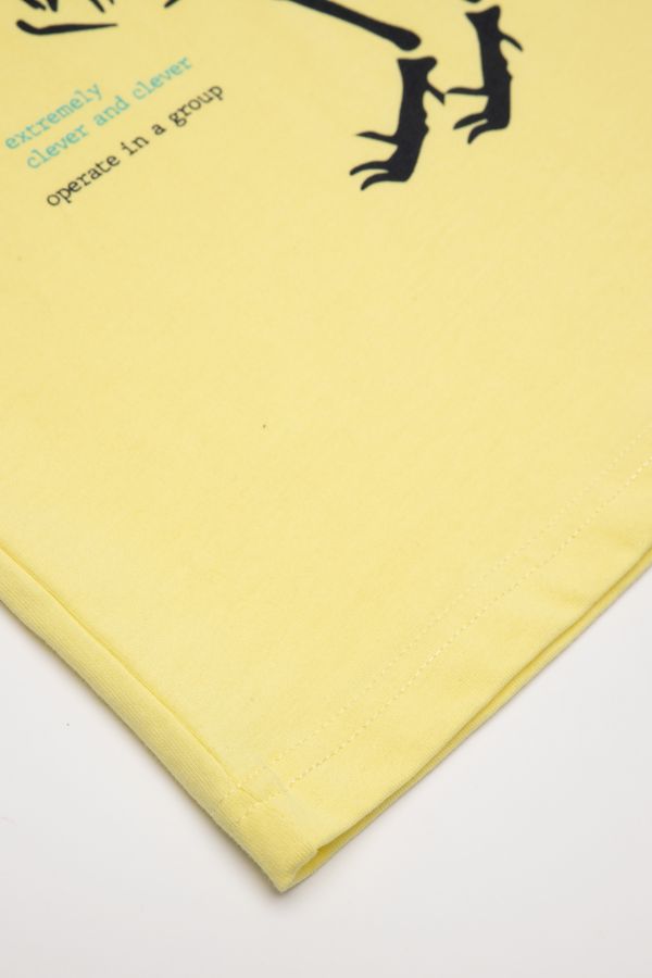 T-shirt z krótkim rękawem żółty z nadrukiem dinozaura 2115596