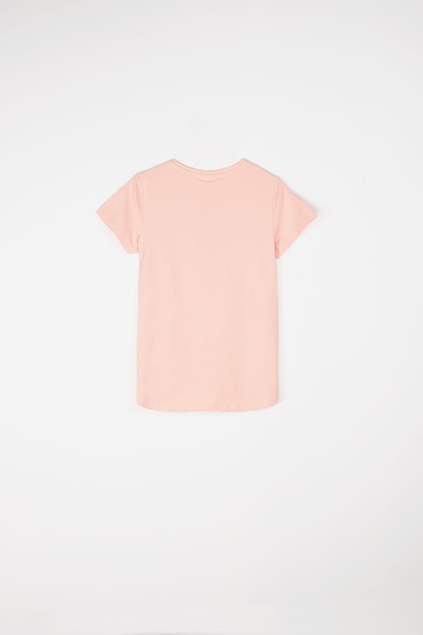 T-shirt z krótkim rękawem różowy z nadrukiem kota 2115668