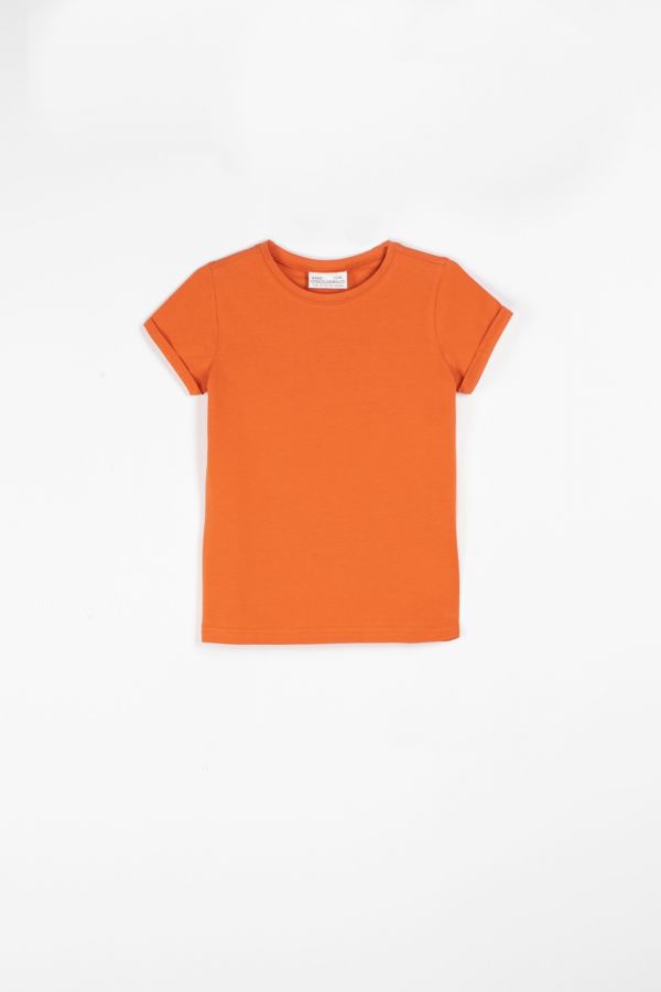 T-shirt z krótkim rękawem pomarańczowy gładki
