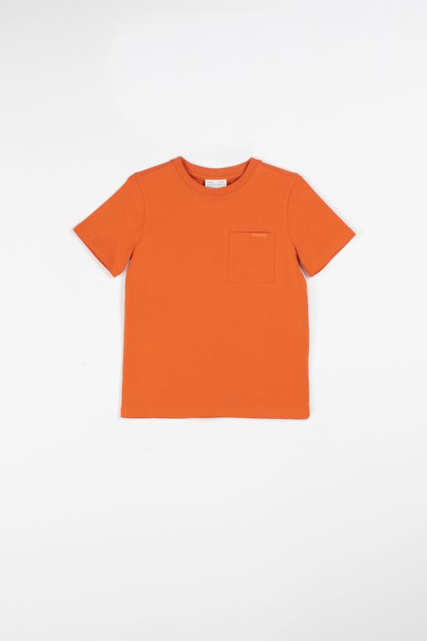 T-shirt z krótkim rękawem pomarańczowy gładki 2115699